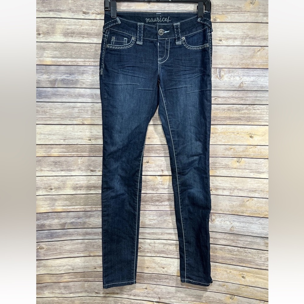Maurices Women’s Dark Wash Skinny Jeans Size XS low rise Stretch Denim Casual